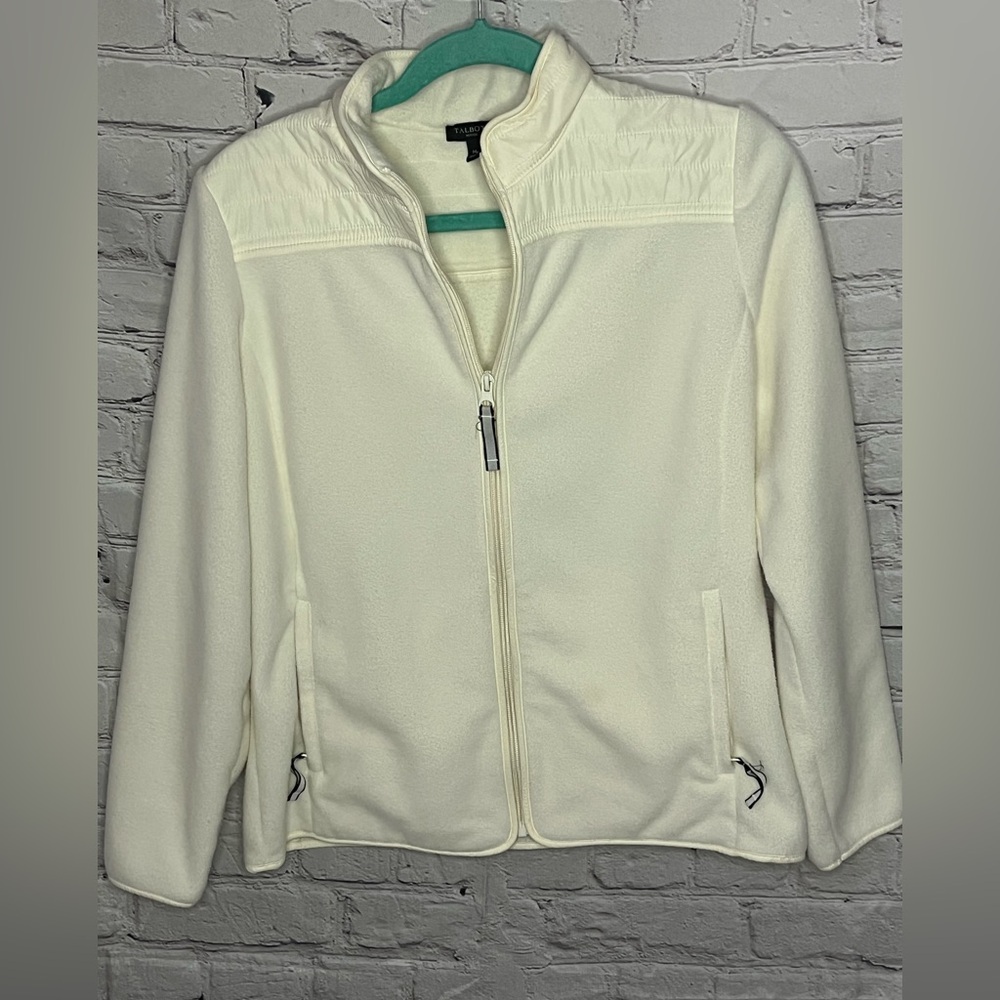 Talbots petite créame color fleece zip up